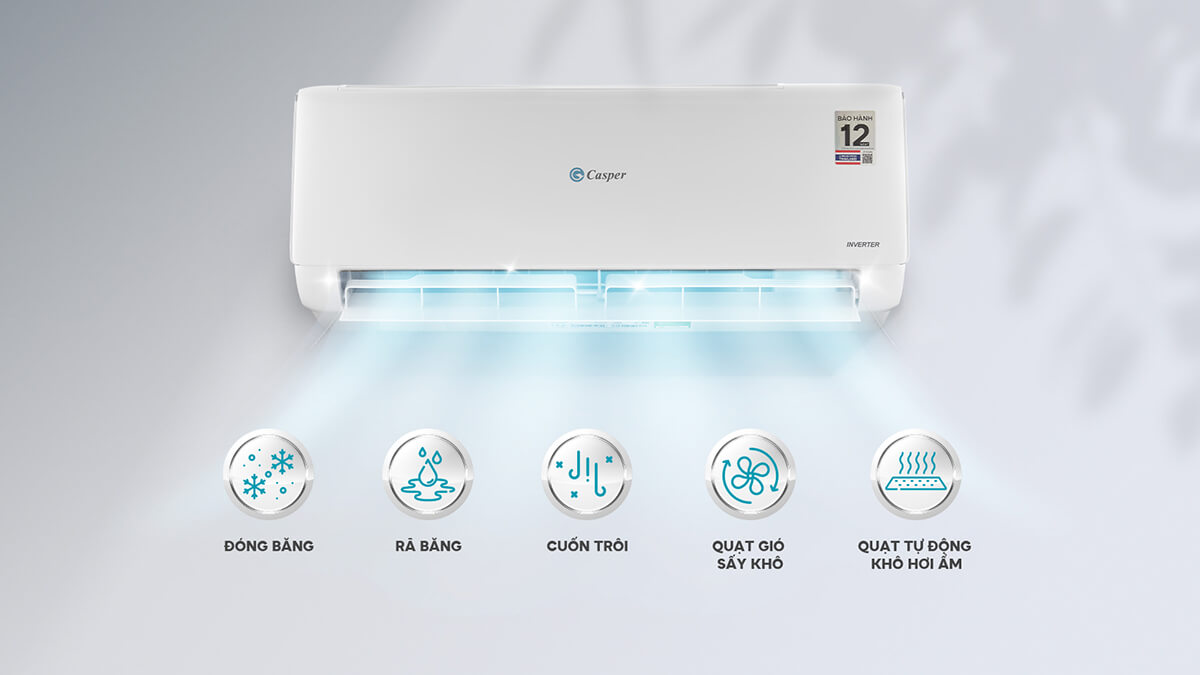 Cơ chế tự làm sạch iClean 5 bước trên điều hòa Casper